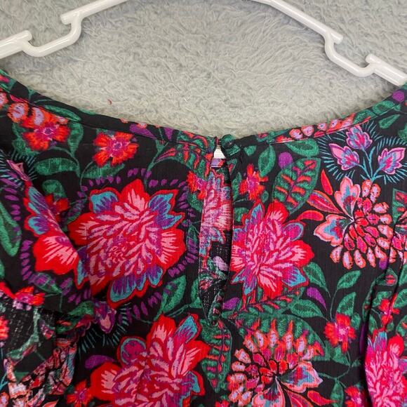 Terra & Sky womens 2X long sleeve pink blouse floral mulitcolor girly ruffle - Picture 9 of 11